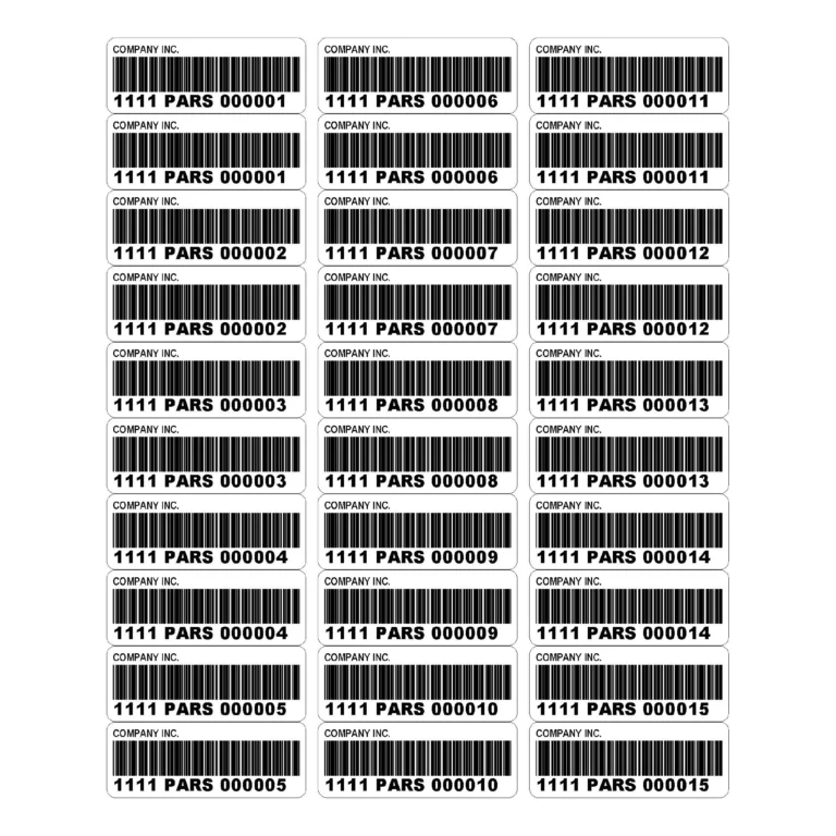 PARS Barcode Labels (Sheets) photo